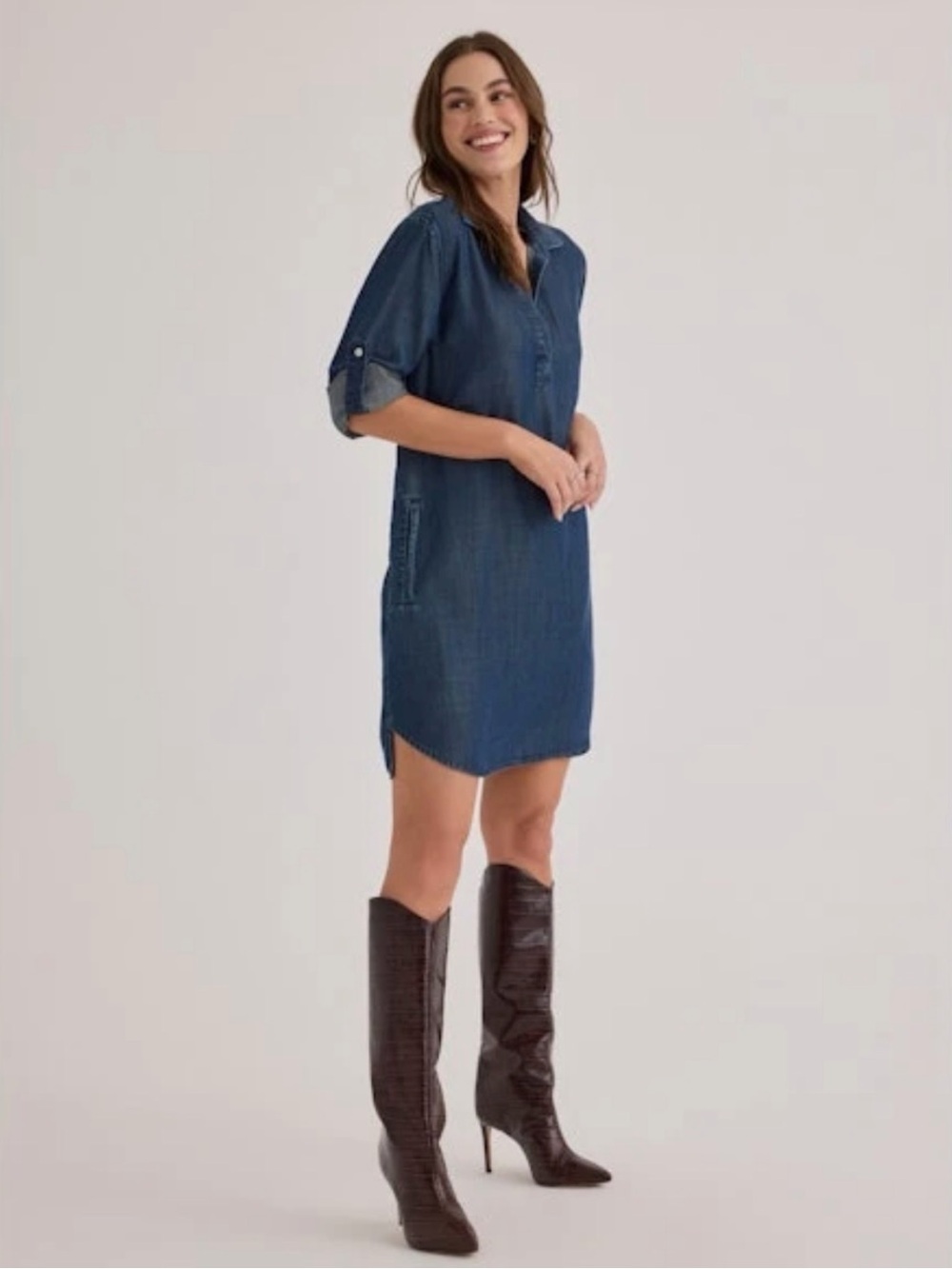 LOFT Indigo Denim Shirt Dress